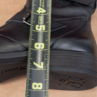 Paul Green Women Wyatt Black Leather Buckle Moto Biker Ankle Boots sz 7US UK 4.5