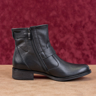 Paul Green Women Wyatt Black Leather Buckle Moto Biker Ankle Boots sz 7US UK 4.5