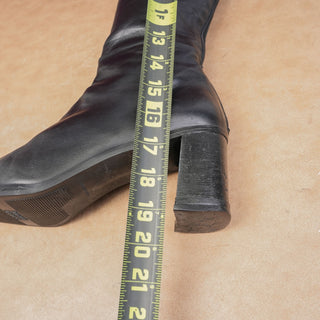 Stuart Weitzman Wmn Black Leather Vintage Retro 90s Square Toe Boots 10.5
