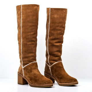 UGG Women Kasen Brown Suede Shearling Lined Heel Winter Knee Boots sz 8