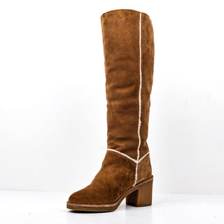 UGG Women Kasen Brown Suede Shearling Lined Heel Winter Knee Boots sz 8