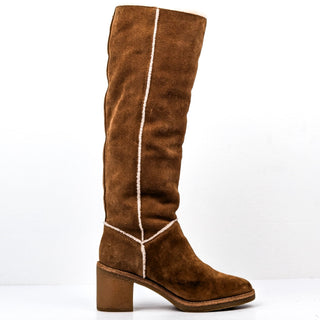 UGG Women Kasen Brown Suede Shearling Lined Heel Winter Knee Boots sz 8