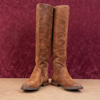 Born Borman Womens Distress Brown Leather Back Zipper Fashion OTK Boots sz 7