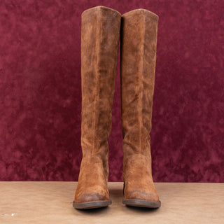 Born Borman Womens Distress Brown Leather Back Zipper Fashion OTK Boots sz 7