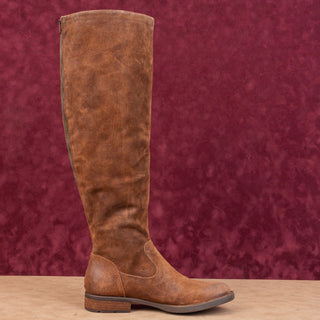 Born Borman Womens Distress Brown Leather Back Zipper Fashion OTK Boots sz 7