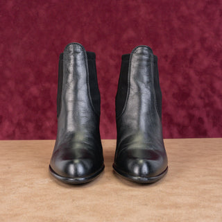 Stuart Weitzman Women Slip-on Black Leather Dress Stretch Ankle Boots sz 9