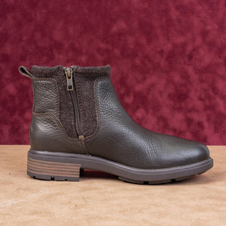 UGG Women Harrison Moto Biker Brown Waterproof Leather ankle Boots sz 7.5