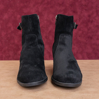 La Canadienne Women Halo Black Suede Waterproof Buckle Zip Fashion Boots sz 9.5