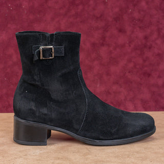 La Canadienne Women Halo Black Suede Waterproof Buckle Zip Fashion Boots sz 9.5