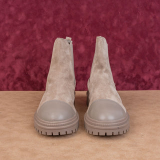 Steve Madden Women May taupe Suede Leather Toe Cap Slip on Chelsea Boots sz 11