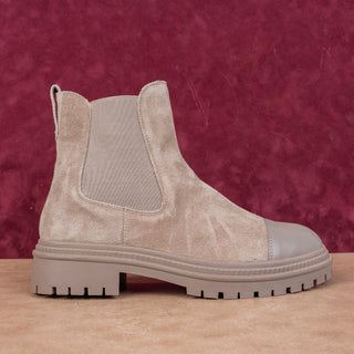 Steve Madden Women May taupe Suede Leather Toe Cap Slip on Chelsea Boots sz 11