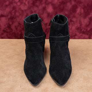 Bella Vita Women Black Suede Zip Cowboy Wide Width Festival Party Boots sz 7.5