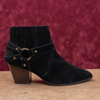 Bella Vita Women Black Suede Zip Cowboy Wide Width Festival Party Boots sz 7.5