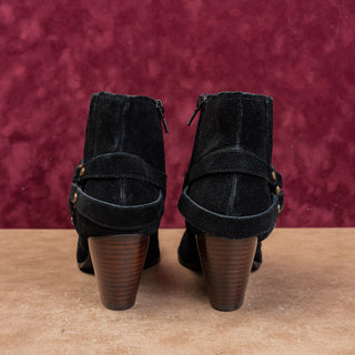 Bella Vita Women Black Suede Zip Cowboy Wide Width Festival Party Boots sz 7.5