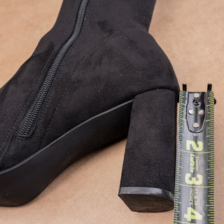 Jeffrey Campbell Women Black Suede OTK Zip Party Night Pointy Toe Boots sz 10