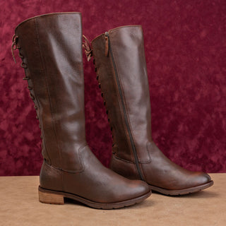 Sofft Women Sharnell II Dark Rust Brown Leather Back Lace-up Riding Boots sz 9.5