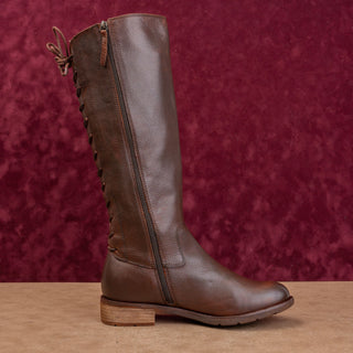 Sofft Women Sharnell II Dark Rust Brown Leather Back Lace-up Riding Boots sz 9.5