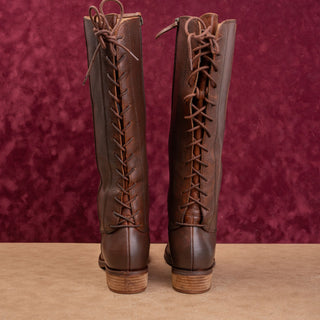 Sofft Women Sharnell II Dark Rust Brown Leather Back Lace-up Riding Boots sz 9.5