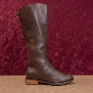 Sofft Women Sharnell II Dark Rust Brown Leather Back Lace-up Riding Boots sz 9.5