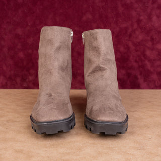Nine West Women Ronda Brown Fabric Zip Lug Dressy Office Boots size 11