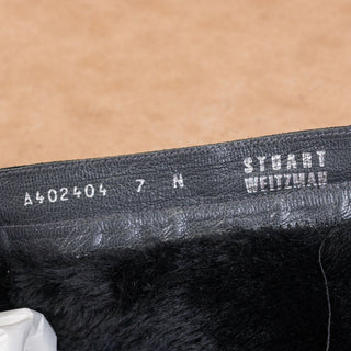 Stuart Weitzman Women Black Suede Vintage Retro 90s Fleece Lined Buckle Boots 7