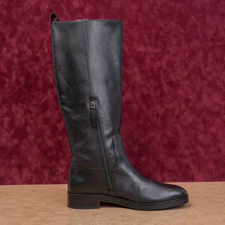Tory Burch Women Black Leather Classic Equestrian Riding Logo Knee Boots sz 10