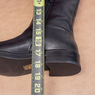 Tory Burch Women Black Leather Classic Equestrian Riding Logo Knee Boots sz 10
