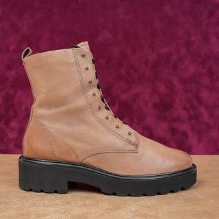 Paul Green Women Jean Taupe Nubuck Lace-up Festival Combat boots sz 8US AUS 5.5