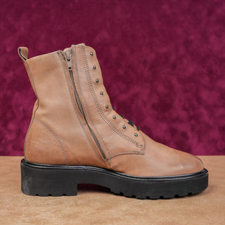 Paul Green Women Jean Taupe Nubuck Lace-up Festival Combat boots sz 8US AUS 5.5