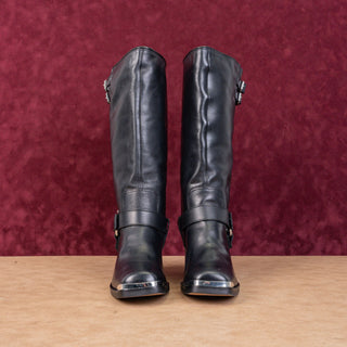 Dolce Vita Women Evi Black Leather Moto Biker Metal Harness Fashion Mid Boots 8