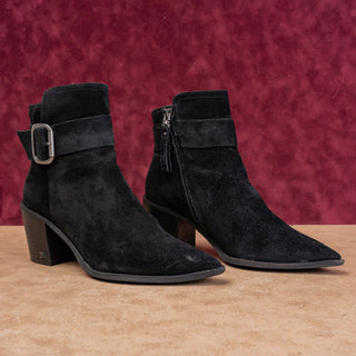 Sam Edelman Women Leonia Black Suede Modern Western Zip Ankle Boots sz 7.5
