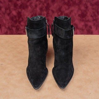 Sam Edelman Women Leonia Black Suede Modern Western Zip Ankle Boots sz 7.5