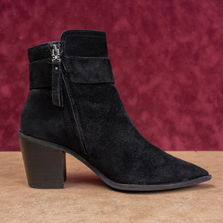 Sam Edelman Women Leonia Black Suede Modern Western Zip Ankle Boots sz 7.5