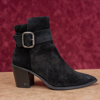 Sam Edelman Women Leonia Black Suede Modern Western Zip Ankle Boots sz 7.5
