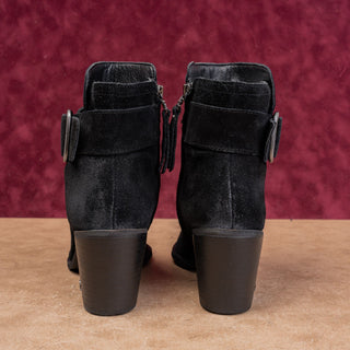 Sam Edelman Women Leonia Black Suede Modern Western Zip Ankle Boots sz 7.5