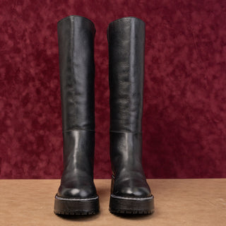 Matisse Women Black Leather Festival Party Platform Goth Knee Boots 6.5US EUR37