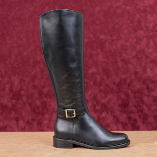 La Canadienne Women Stev Black Leather Buckle Waterproof Riding Zip Knee Boots 6