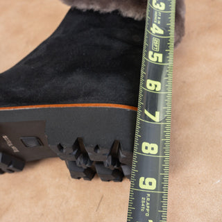 Ron White Women Paige Black Shearling Lined Front Zip Ankle Boots sz 9US EUR39.5