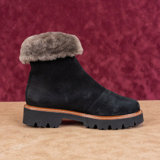 Ron White Women Paige Black Shearling Lined Front Zip Ankle Boots sz 9US EUR39.5