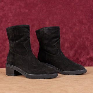 Stuart Weitzman Women Boulevard Black Suede Moto Festival party Pull Boots sz 8