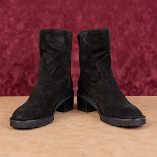 Stuart Weitzman Women Boulevard Black Suede Moto Festival party Pull Boots sz 8