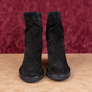 Stuart Weitzman Women Boulevard Black Suede Moto Festival party Pull Boots sz 8