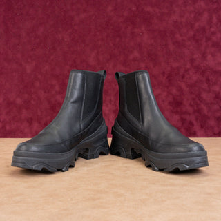 Sorel Women Brex Waterproof True Black Leather Platform Chelsea Boots sz 9