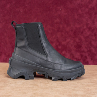 Sorel Women Brex Waterproof True Black Leather Platform Chelsea Boots sz 9