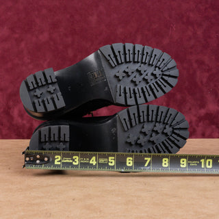 Tory Burch Women Black Leather Miller Lace up Dress Lug Sole Boots size 7