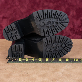 Tory Burch Women Black Leather Miller Lace up Dress Lug Sole Boots size 7