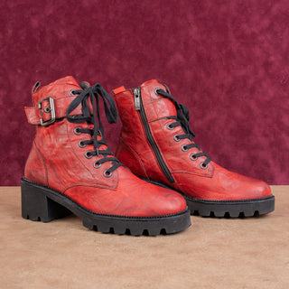 Paul Green Wmn Chilly Red Distress Leather Lace Platform Combat Boots 8.5US AUS6