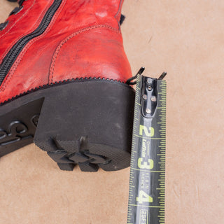 Paul Green Wmn Chilly Red Distress Leather Lace Platform Combat Boots 8.5US AUS6