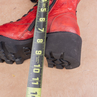 Paul Green Wmn Chilly Red Distress Leather Lace Platform Combat Boots 8.5US AUS6