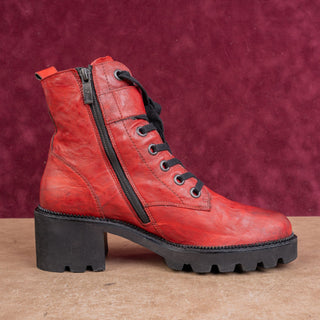 Paul Green Wmn Chilly Red Distress Leather Lace Platform Combat Boots 8.5US AUS6